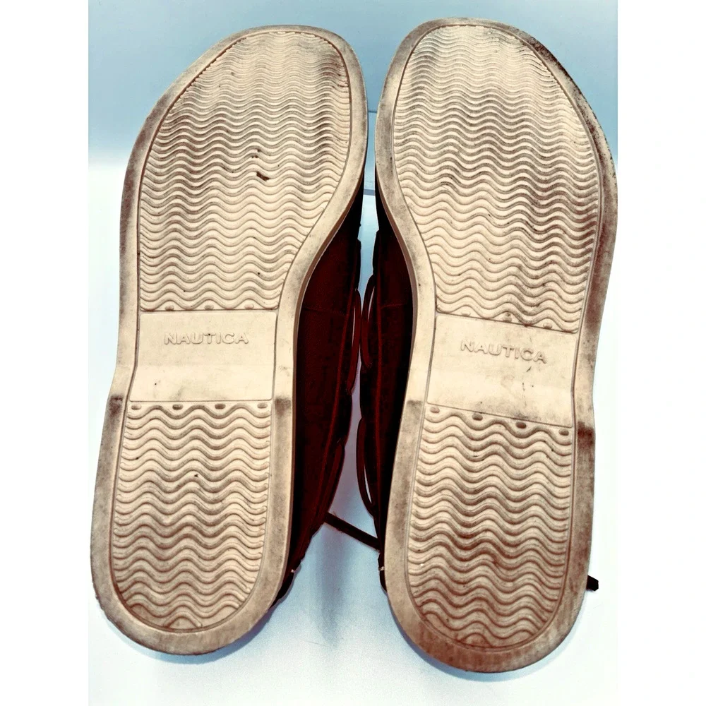 Nautica Boat Shoe Mens 12 Nueltin Loafer Lace Casual Vegan Leather Moccasins EUC